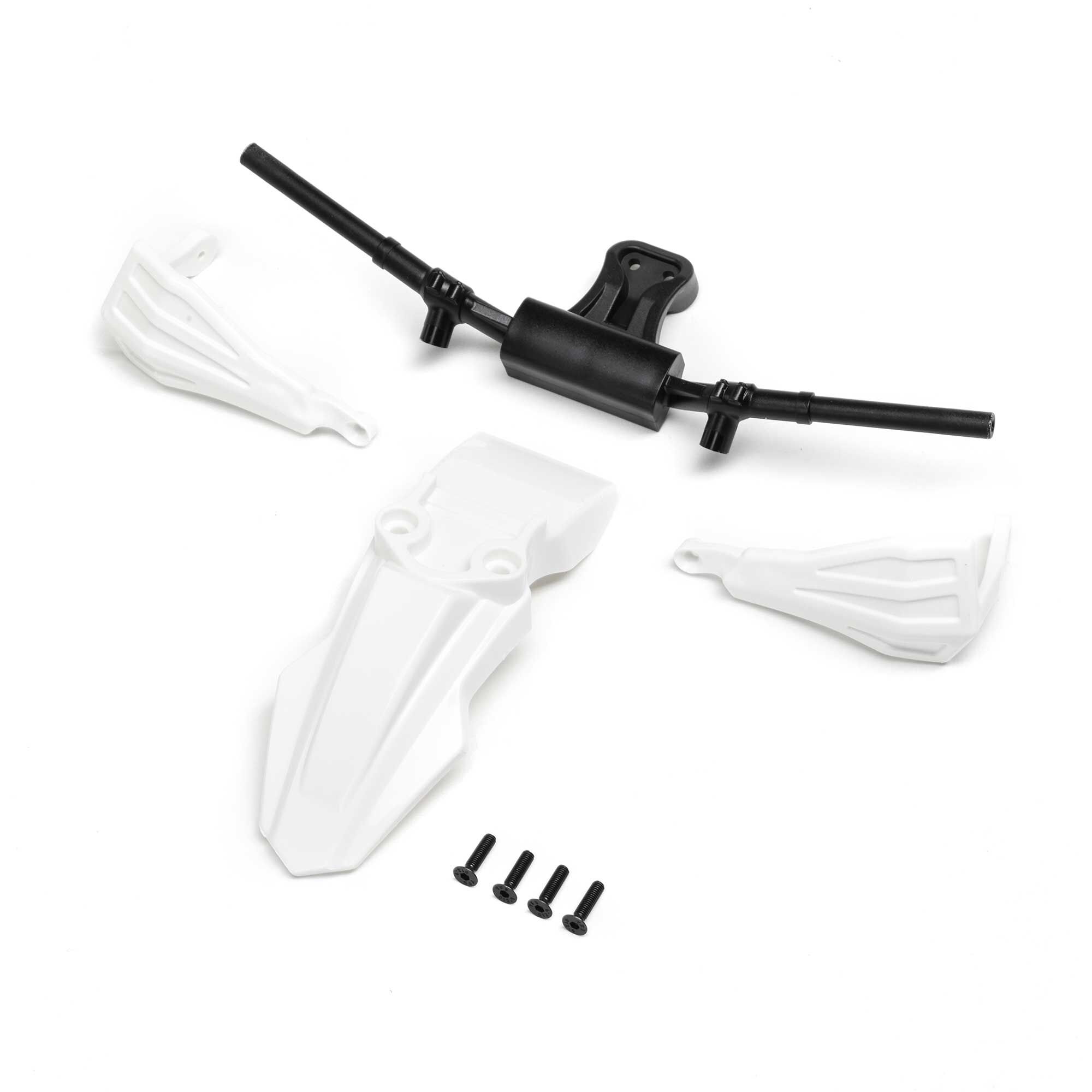 Fender, Handguards & Handle Bars, White: PM-SM/MX | Losi