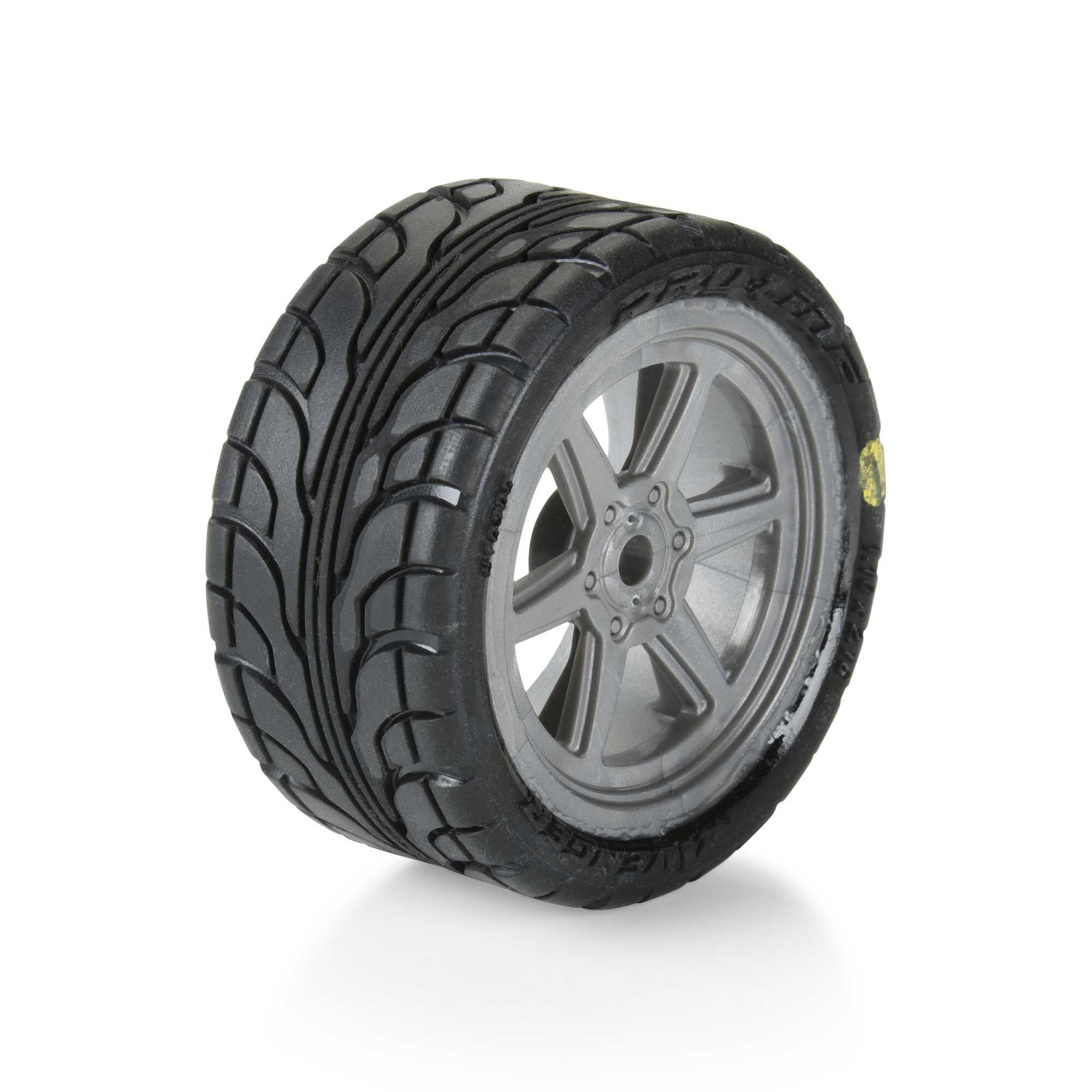 Pro-Line Racing 1/12 Avenger Tire Mounted on Overdrive Gray Wheel