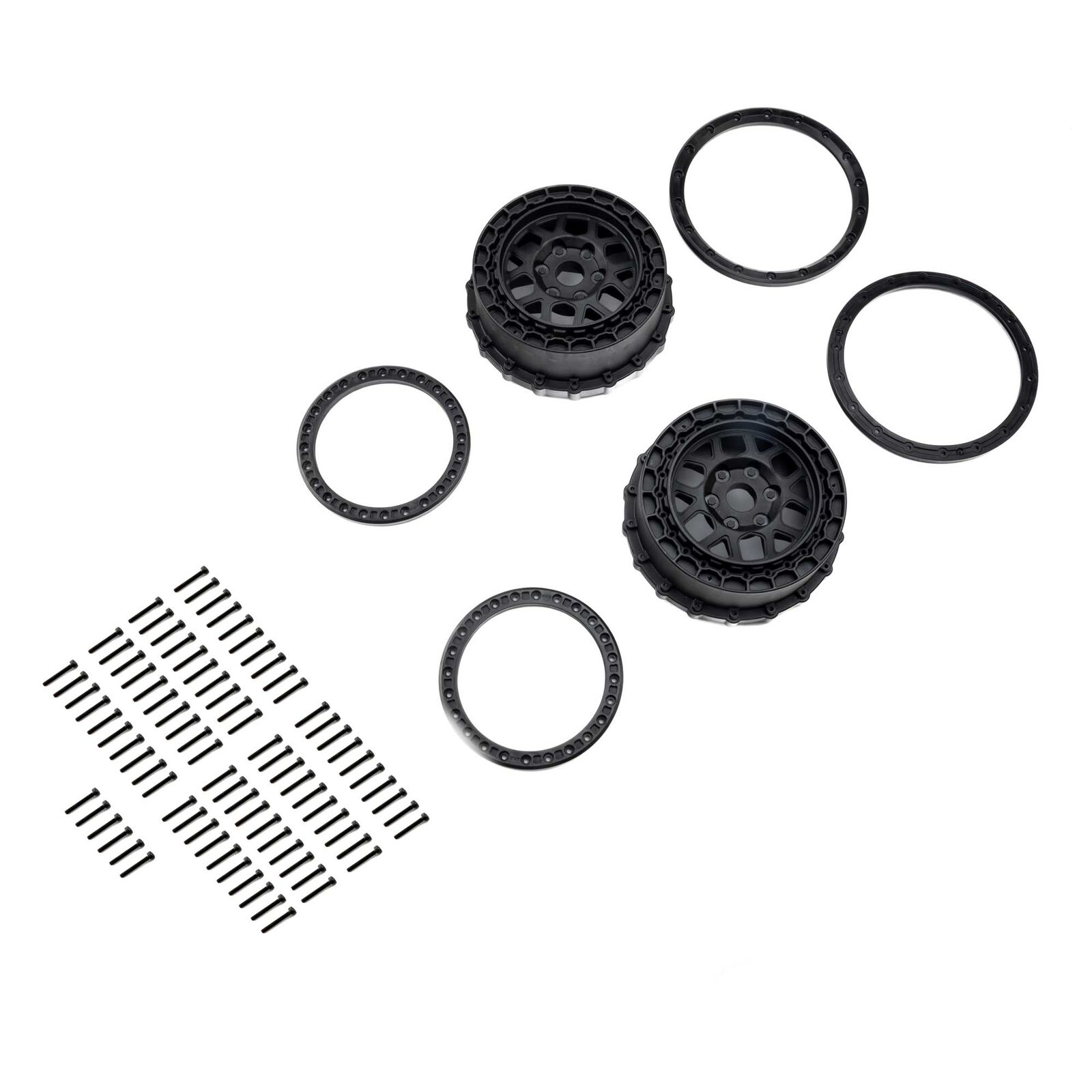 Wheel and Beadlock Set, Black (2): 5IVE-T 3.0