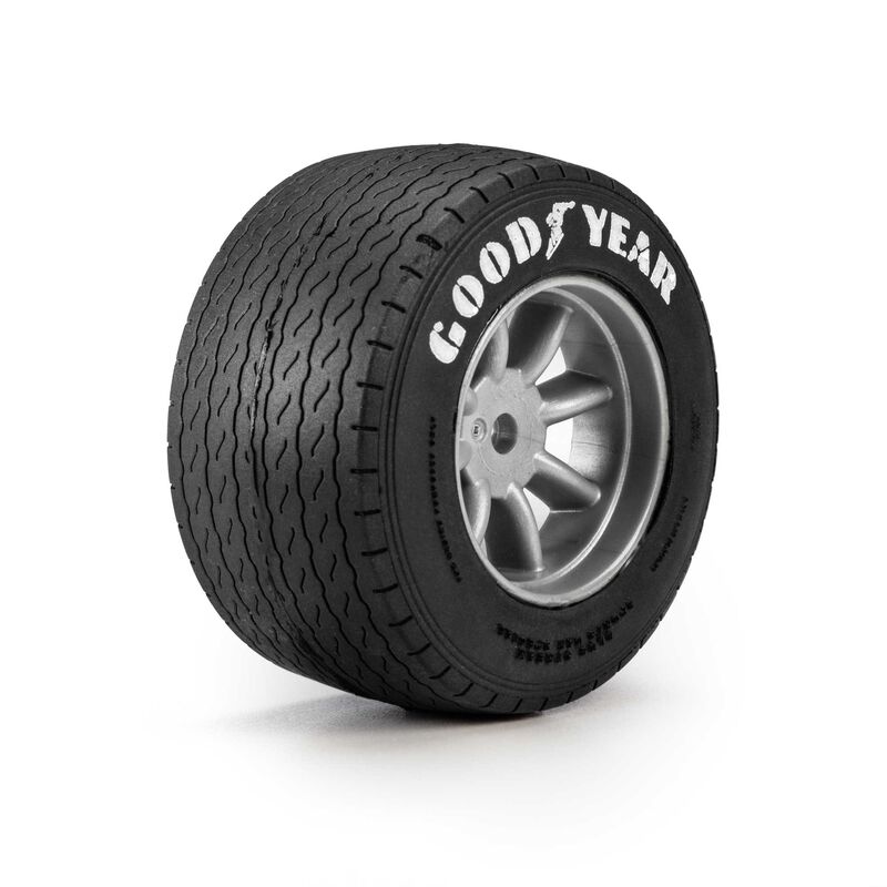 Pro-Line Racing 1/12 Goodyear Blue Streak VTA Rear Tires Mounted 8mm Gray Wheels (2): Losi NASCAR&reg; Race Car