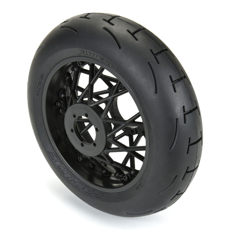 1/4 Supermoto 2.0 S3 Rear Tire MTD Black Supermoto Wheel: MX/SM | Losi