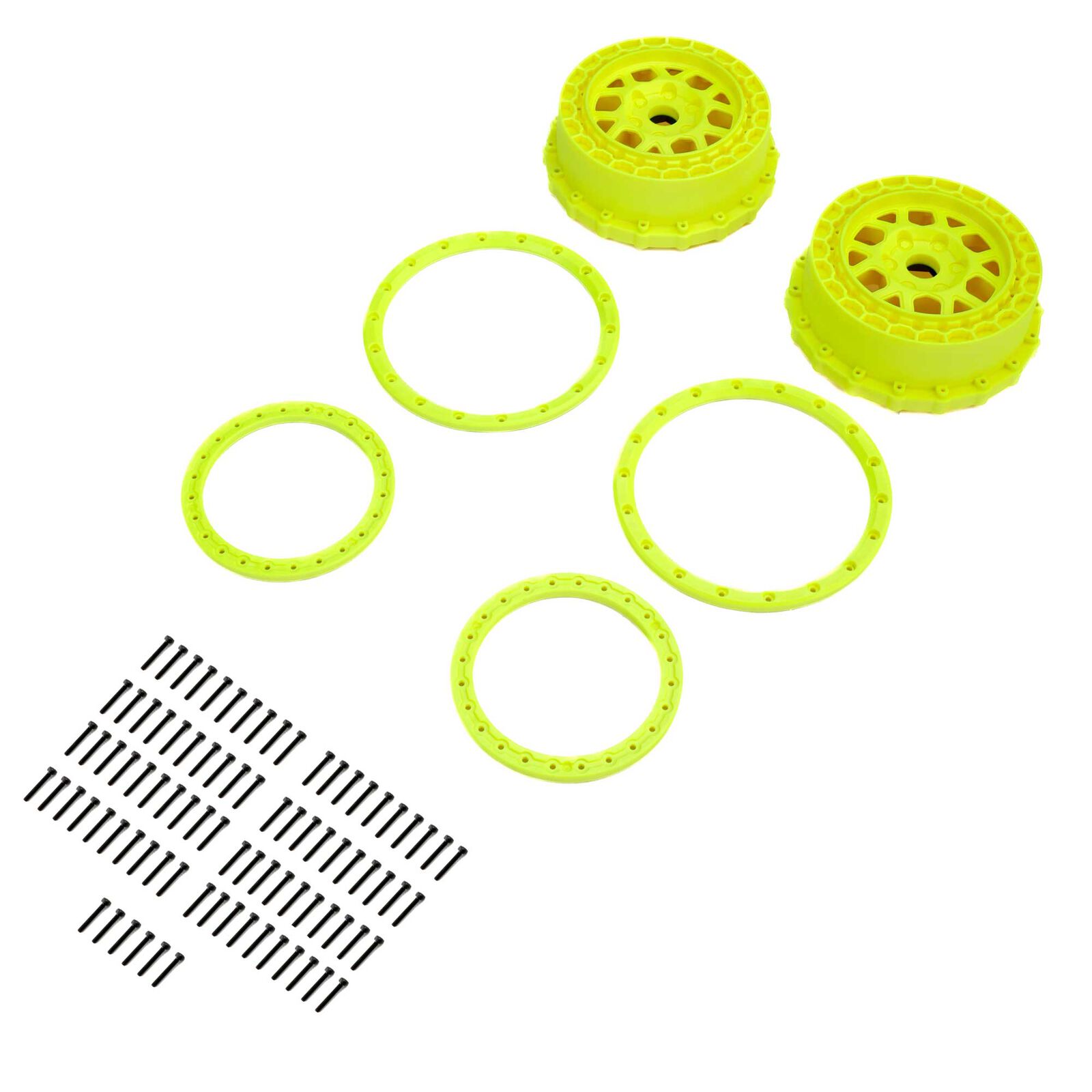 Wheel and Beadlock Set, Yellow (2): 5IVE-T 3.0