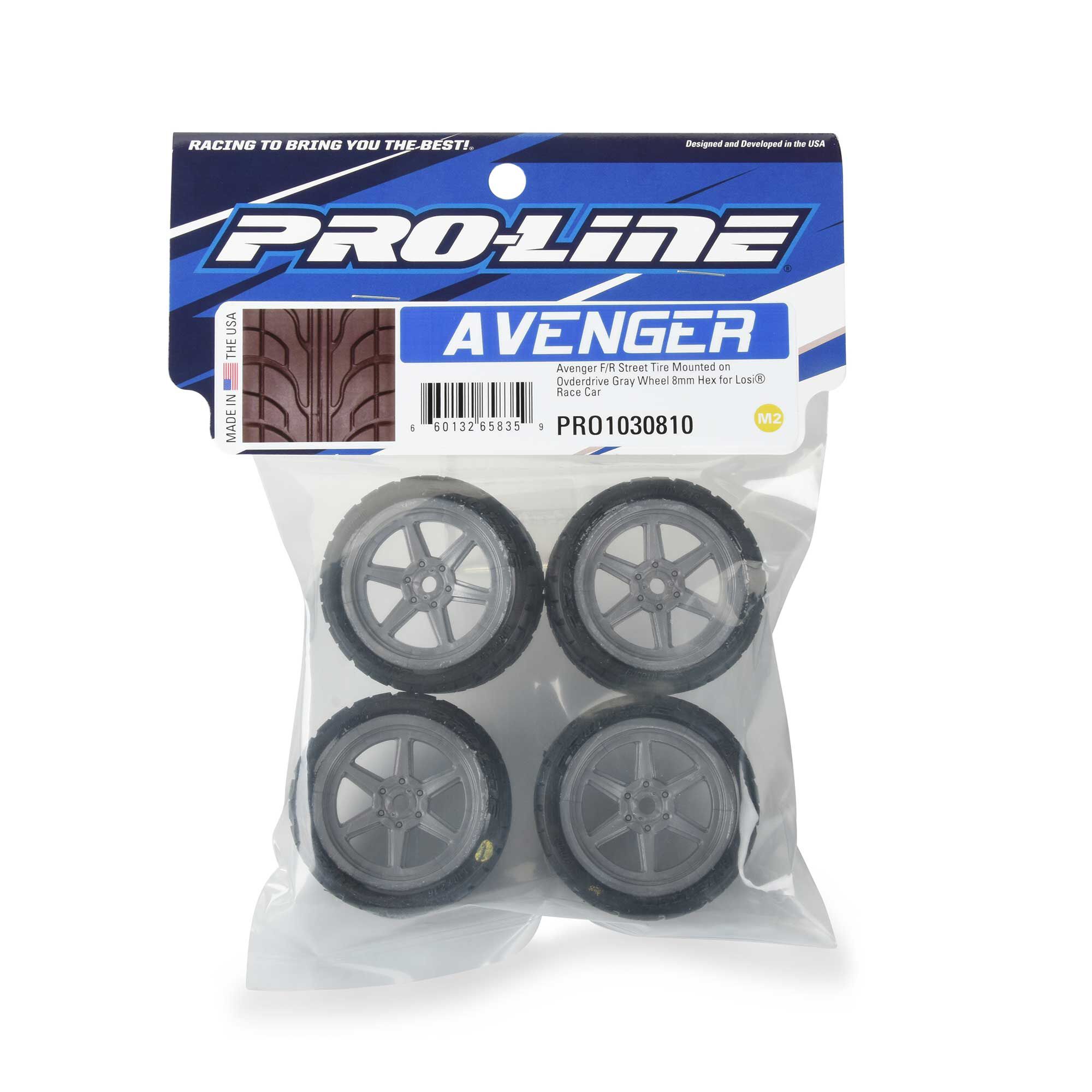 Pro-Line Racing 1/12 Avenger Tire Mounted on Overdrive Gray Wheel