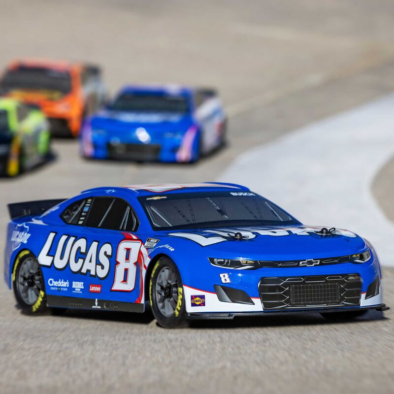1/12 NASCAR RC Race Car Kyle Busch No. 8 2024 Lucas Oil Chevrolet ZL1 Camaro 2S AWD RTR Brushed On-Road (Battery & Charger Included), Blue