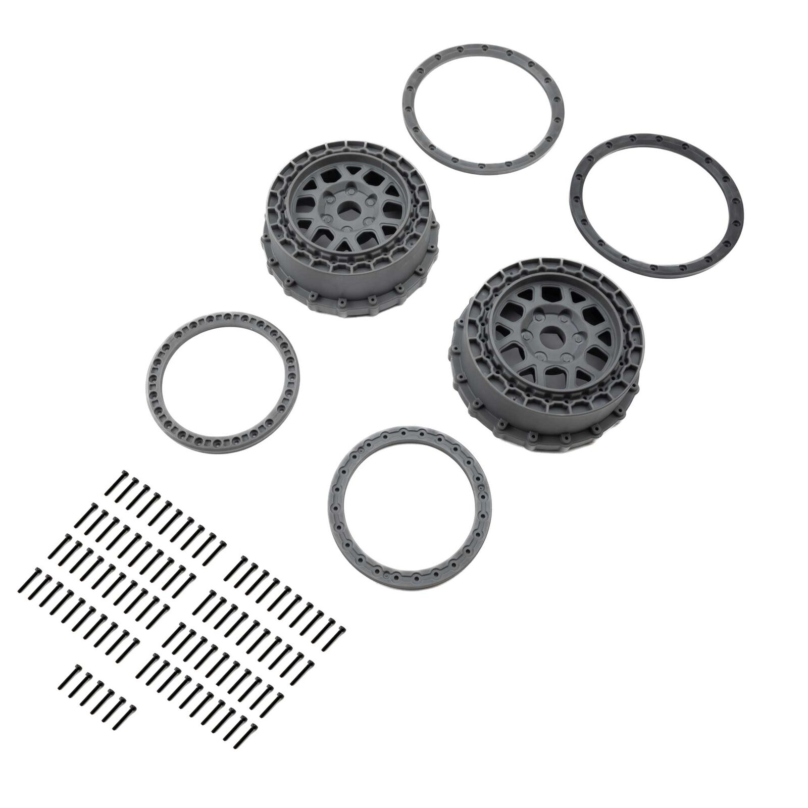 Wheel and Beadlock Set, Gray (2): 5IVE-T 3.0