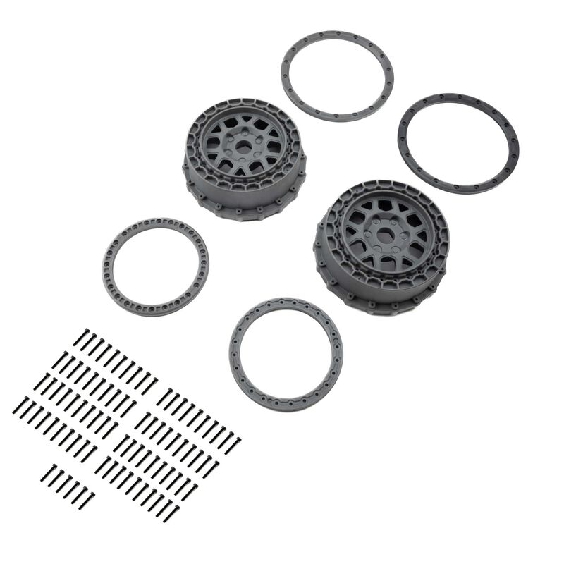 Wheel and Beadlock Set, Gray (2): 5IVE-T 3.0
