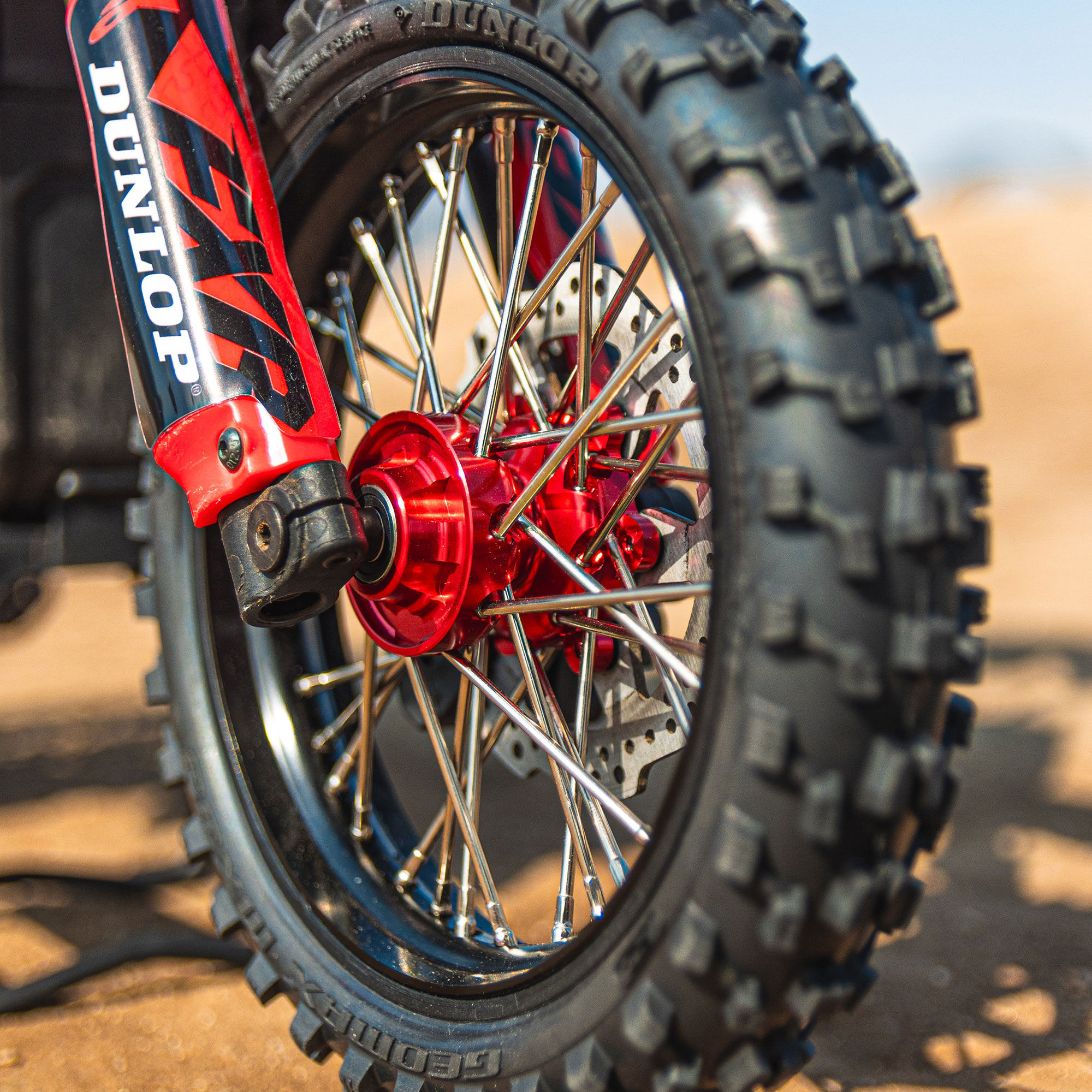 1/4 Pro-Spec Aluminum F/R Wheel Black/Red Dunlop MX33/MX33 Bundle