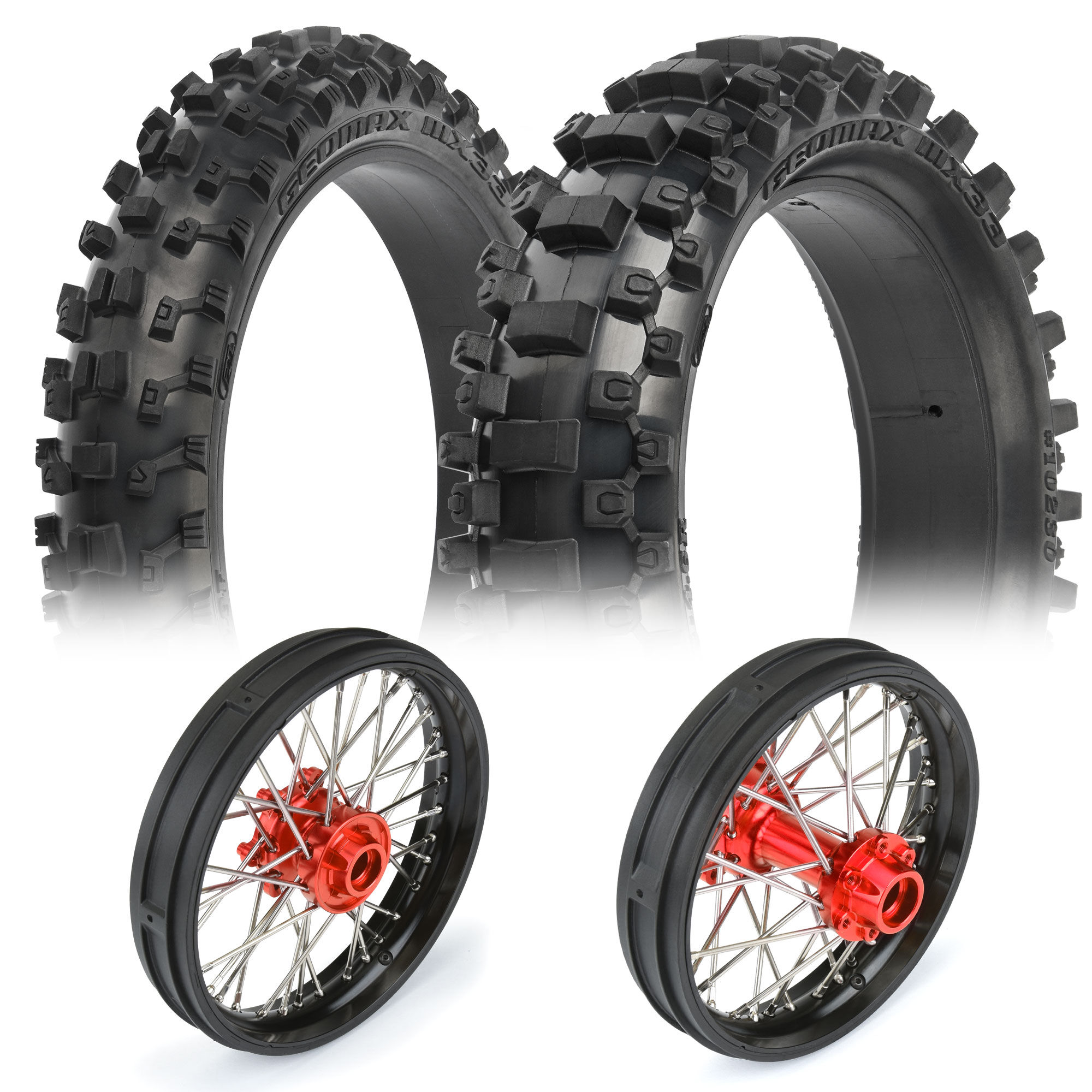 Pro-Line Racing 1/4 Pro-Spec Aluminum F/R Wheel Black/Red Dunlop