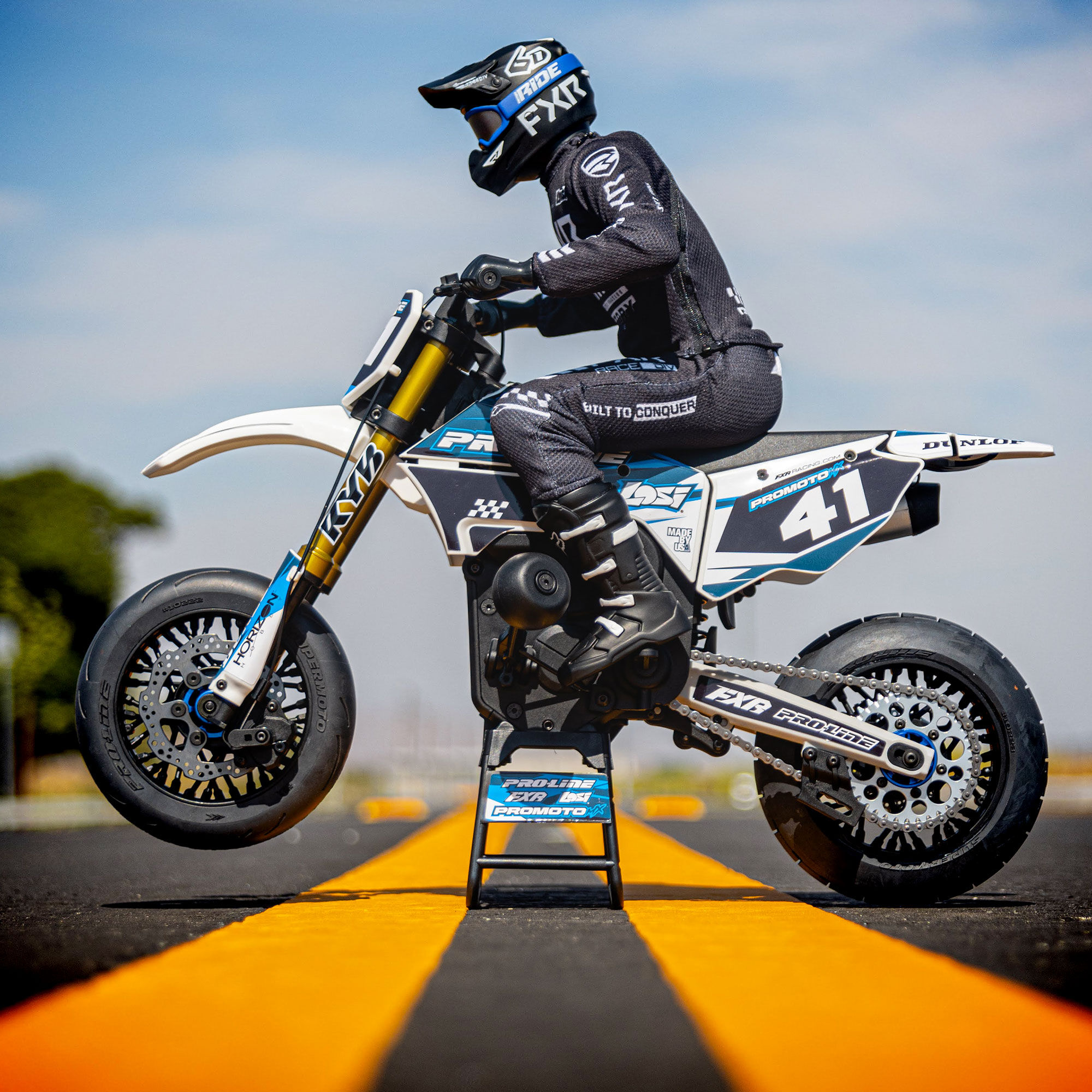 1/4 Supermoto S3 Motorcycle Rear Tire MTD Black (1): PROMOTO-MX | Losi