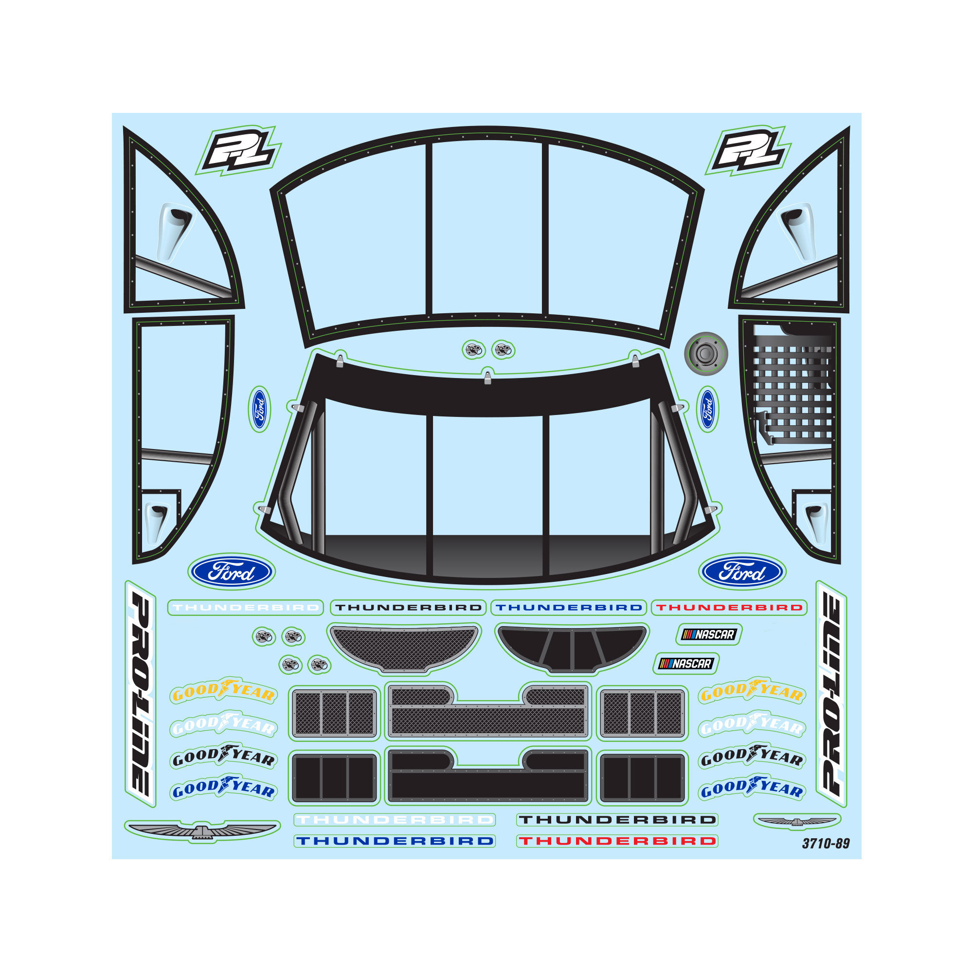 1/12 Pre-Cut 1996 Ford Thunderbird Clear Body: Losi NASCAR | Losi