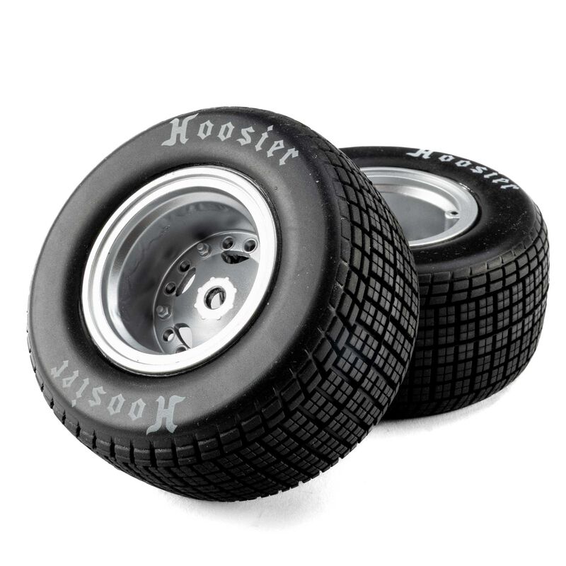Losi Hoosier Tires, Medium, Mounted, Satin Aluminum, FR/RR (2): 22S DLM