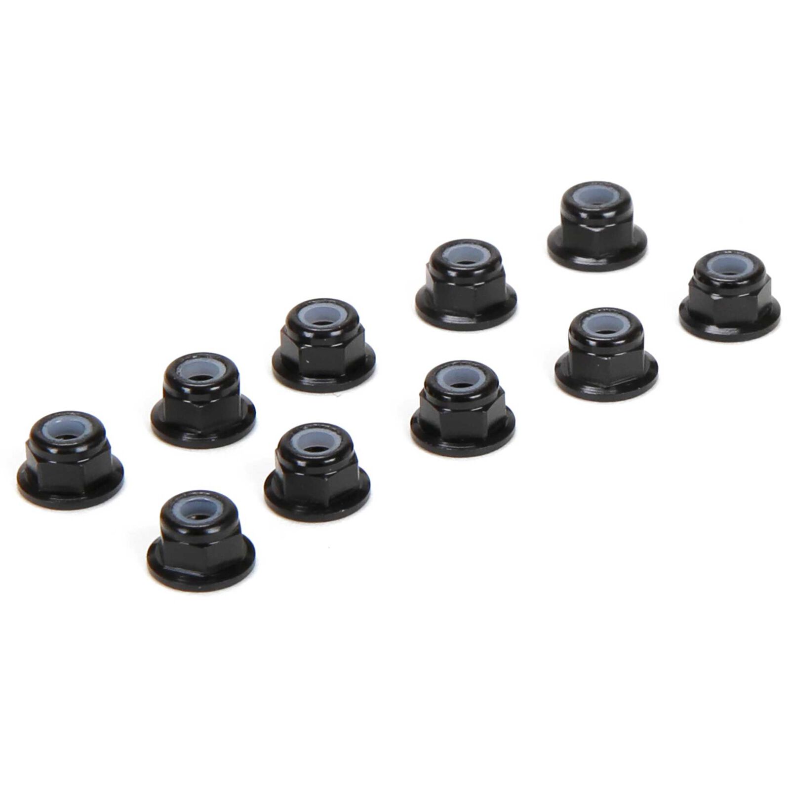 M3 Flanged Aluminum Lock Nuts, Black (10)