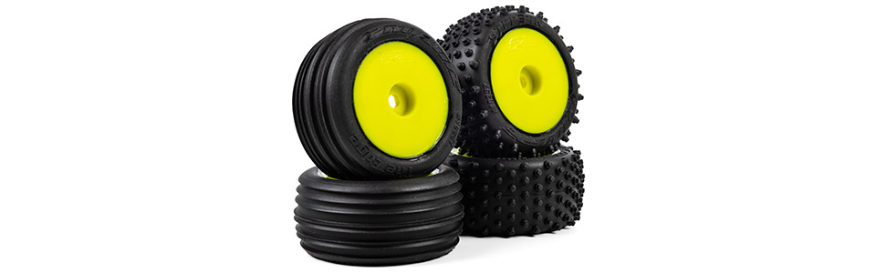 Complete Four-Tire Set for the Pro-Line Edge Front Tires Mounted on 7mm Hex Wheels