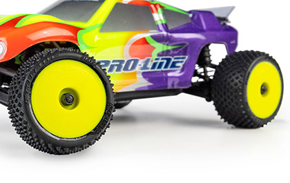 Balanced Front and Rear Performance for the Pro-Line 1/28 Prism Front/Rear Carpet Tires