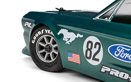 Authentic Muscle Car Stance for the Pro-Line 1/12 Goodyear Blue Streak VTA Front Tires Mounted 8mm Gray Wheels (2): Losi NASCAR&reg; Race Car