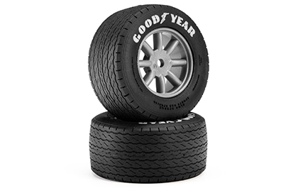 Ready to Install for the Pro-Line 1/12 Goodyear Blue Streak VTA Front Tires Mounted 8mm Gray Wheels (2): Losi NASCAR&reg; Race Car