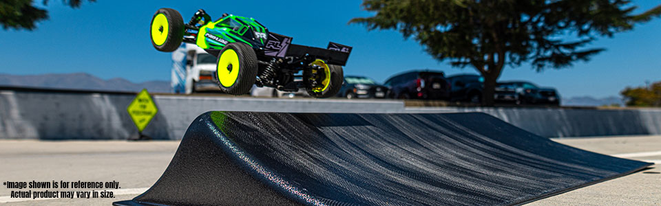 Action shot of an RC Car jumping off of the Pro-Line Low Kicker RC Ramp