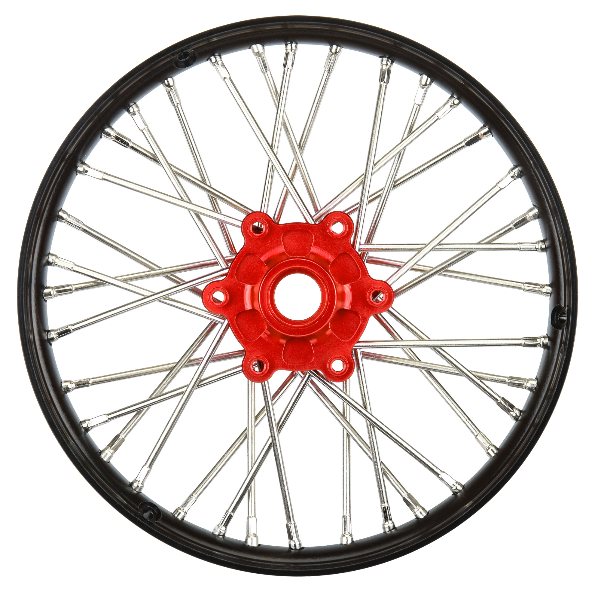 1/4 Pro-Spec Aluminum V2 Bead Front Wheel Black/Red (1): Promoto