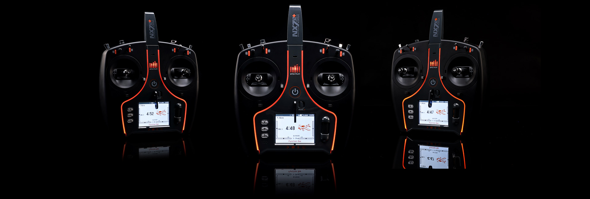 Order the new Spektrum NX7e+ Black Edition 14-channel Transmitter for RC Aircraft