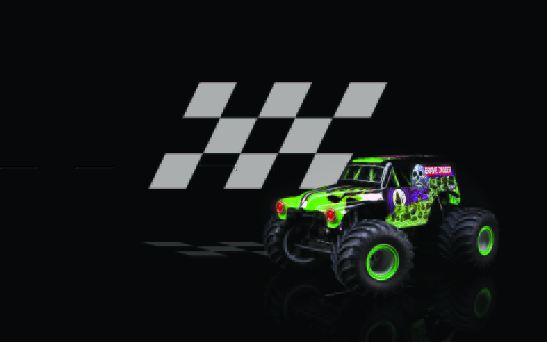 An Green Monster Truck Is In The Dirt With Large Tires Background Grave  Digger Pictures Background Image And Wallpaper for Free Download